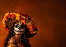 ai generado - dia Delaware muertos catrina - día de el muerto antecedentes - mexicano cultura foto