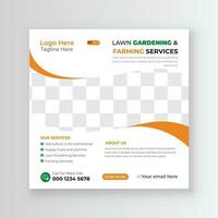 Lawn Gardening and Farming Services Web Banner Design Template vector