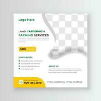 Lawn Gardening and Farming Services Web Banner Design Template vector