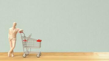 man and shopping cart for Business concept 3d rendering photo
