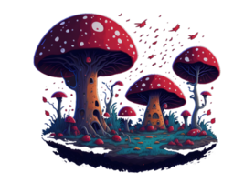 mushroom transparent background, mushroom house t shirt design png