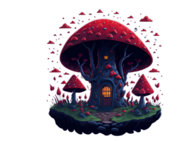 mushroom transparent background, mushroom house t shirt design png