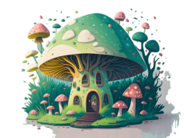 mushroom transparent background, mushroom house t shirt design png