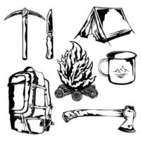 Various of camping element. camping element illustration vector