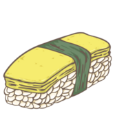 Tamago Egg Nigiri Sushi With Seaweed And Rice Ball Popular Japanese food. illustration png