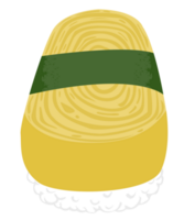 Tamago Egg Nigiri Sushi With Seaweed And Rice Ball Popular Japanese food. illustration png