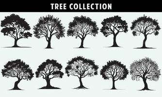 set of trees silhouettes vector