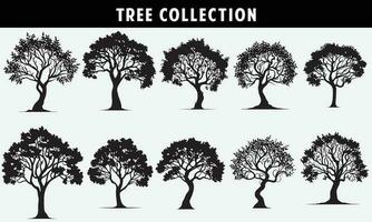 set of trees silhouettes vector