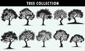 set of trees silhouettes vector