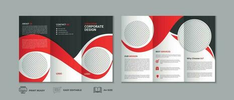 Trifold brochure template, three fold cover page, three fold brochure background layout design with mockup vector