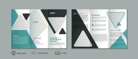 Trifold brochure template, three fold cover page, three fold brochure background layout design with mockup vector