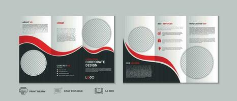 Trifold brochure template, three fold cover page, three fold brochure background layout design with mockup vector