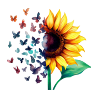 Watercolor Sunflower  Sublimation.  It can be used this graphic for any merchandise. It is perfect for any project packaging, stationery, mugs,  bags, pillows, t-shirts, etc. whatever you want. png