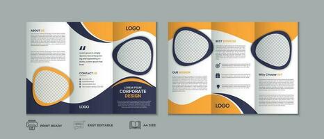 Trifold brochure template, three fold cover page, three fold brochure background layout design with mockup vector