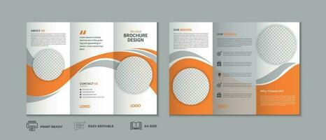 Trifold brochure template, three fold cover page, three fold brochure background layout design with mockup vector