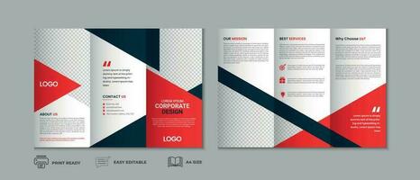 Trifold brochure template, three fold cover page, three fold brochure background layout design with mockup vector