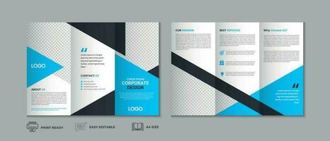 Trifold brochure template, three fold cover page, three fold brochure background layout design with mockup vector