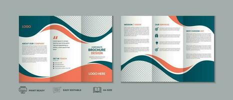 Trifold brochure template, three fold cover page, three fold brochure background layout design with mockup vector