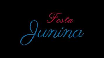 festa junina animiert Text. 4k Video Gruß Karte. Feste juninas