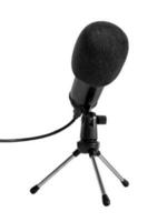 Professional microphone on a desktop stand. photo