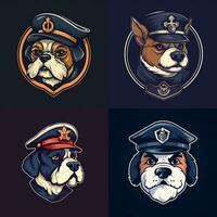 capitán perro mascota logo ai generado foto