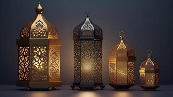 realistic three dimensional decorative arabic lantern ai generated photo