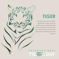 The tiger is sitting relaxed in line art design for international tiger day design vector
