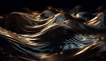 Smooth wave pattern glows in futuristic landscape generated by AI photo