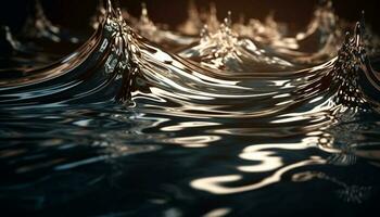 Blue wave pattern reflects nature beauty underwater generated by AI photo