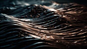 Smooth chocolate waves ripple on textured backdrop generated by AI photo