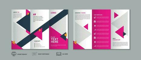 Trifold brochure template, three fold cover page, three fold brochure background layout design with mockup vector