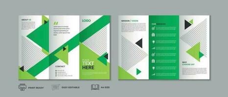 Trifold brochure template, three fold cover page, three fold brochure background layout design with mockup vector