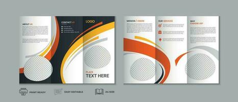 Trifold brochure template, three fold cover page, three fold brochure background layout design with mockup vector