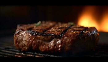 Grilled sirloin steak, ready to eat, with spice generated by AI photo