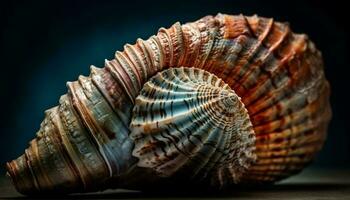 Spiral seashell, beauty in nature fragile design generated by AI photo