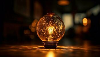 brillantemente iluminado eléctrico lámpara brillante con innovación generado por ai foto