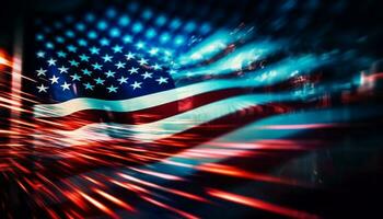 brillante americano bandera explota con patriótico orgullo generado por ai foto