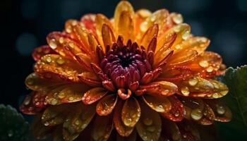 Vibrant gerbera daisy in wet meadow generated by AI photo