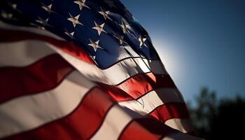 ondulación americano bandera simboliza patriotismo y libertad generado por ai foto