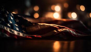 americano bandera brillante en estrella conformado fondo generado por ai foto