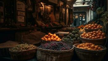 Abundance of fresh, ripe, organic citrus fruits generated by AI photo
