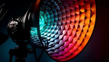Glowing stage light ignites vibrant nightclub celebration generated by AI photo