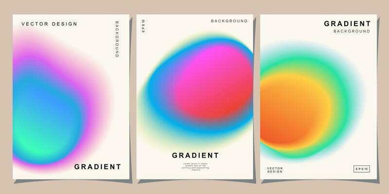 Set of creative covers or posters concept in modern minimal style for corporate identity, branding, social media advertising, promo. Minimalist cover design template with dynamic fluid gradient.
