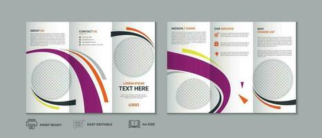 Trifold brochure template, three fold cover page, three fold brochure background layout design with mockup vector