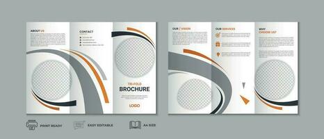 Trifold brochure template, three fold cover page, three fold brochure background layout design with mockup vector