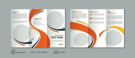 Trifold brochure template, three fold cover page, three fold brochure background layout design with mockup vector