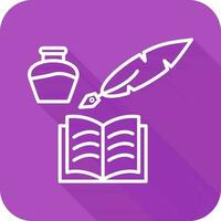 icono de vector de pluma y libro único