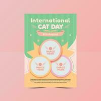 International cat day flyer, poster, banner design template. vector