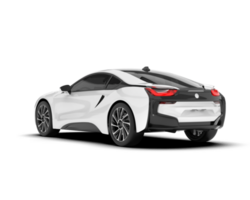 White sport car on transparent background. 3d rendering - illustration png