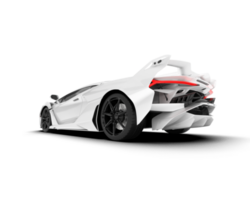 White sport car on transparent background. 3d rendering - illustration png